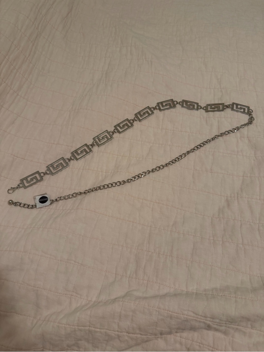 NWT Geometric Greek Key Metal Waist Chain Belt